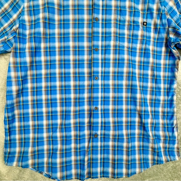 Marmot Shirt Mens XL Blue Plaid Nylon‎ Outdoor Hiking Camp Workwear Logo - Picture 5 of 16